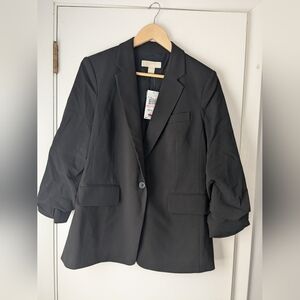 Micahel Kors Black Scrunched Sleeved Blazer